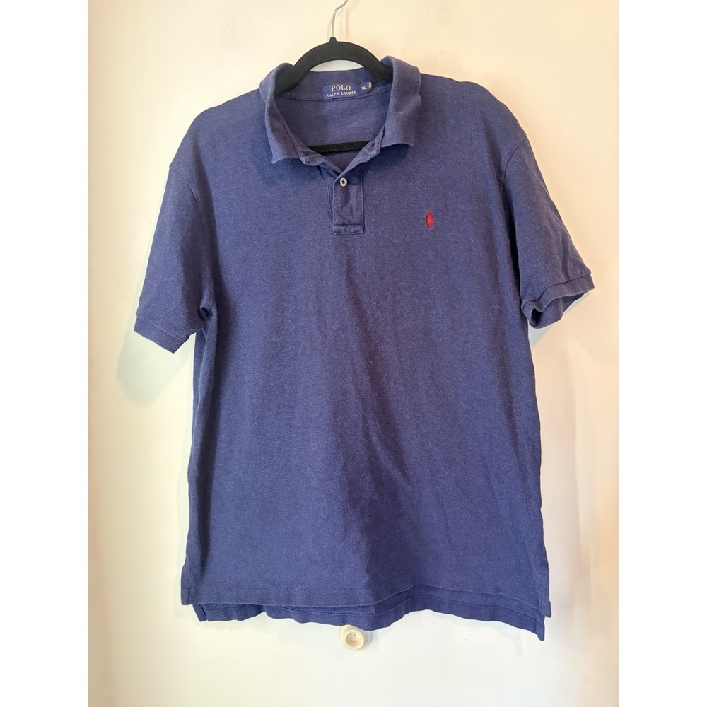 Polo Ralph Lauren Polo Shirt Mens XL Blue Red Pony Cotton Classic‎ Preppy Rugby